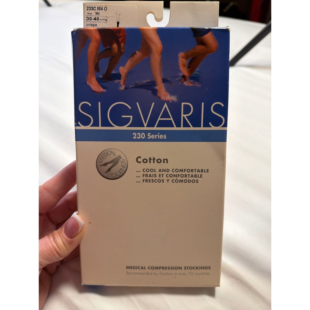 Sigvaris 230 Cotton Compression Stockings 30-40mmHg M4 Crispa Open Toe 233C M4 O